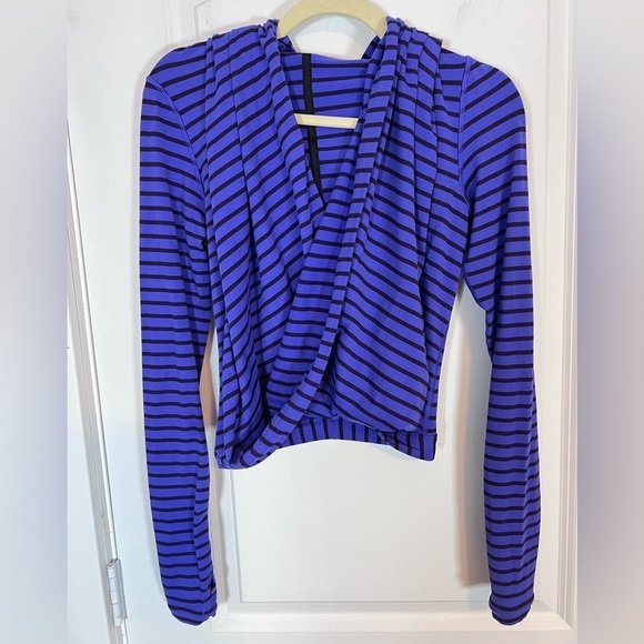 Ivivva by Lululemon Purple Striped Faux Wrap Hoodie Top - Picture 1 of 6